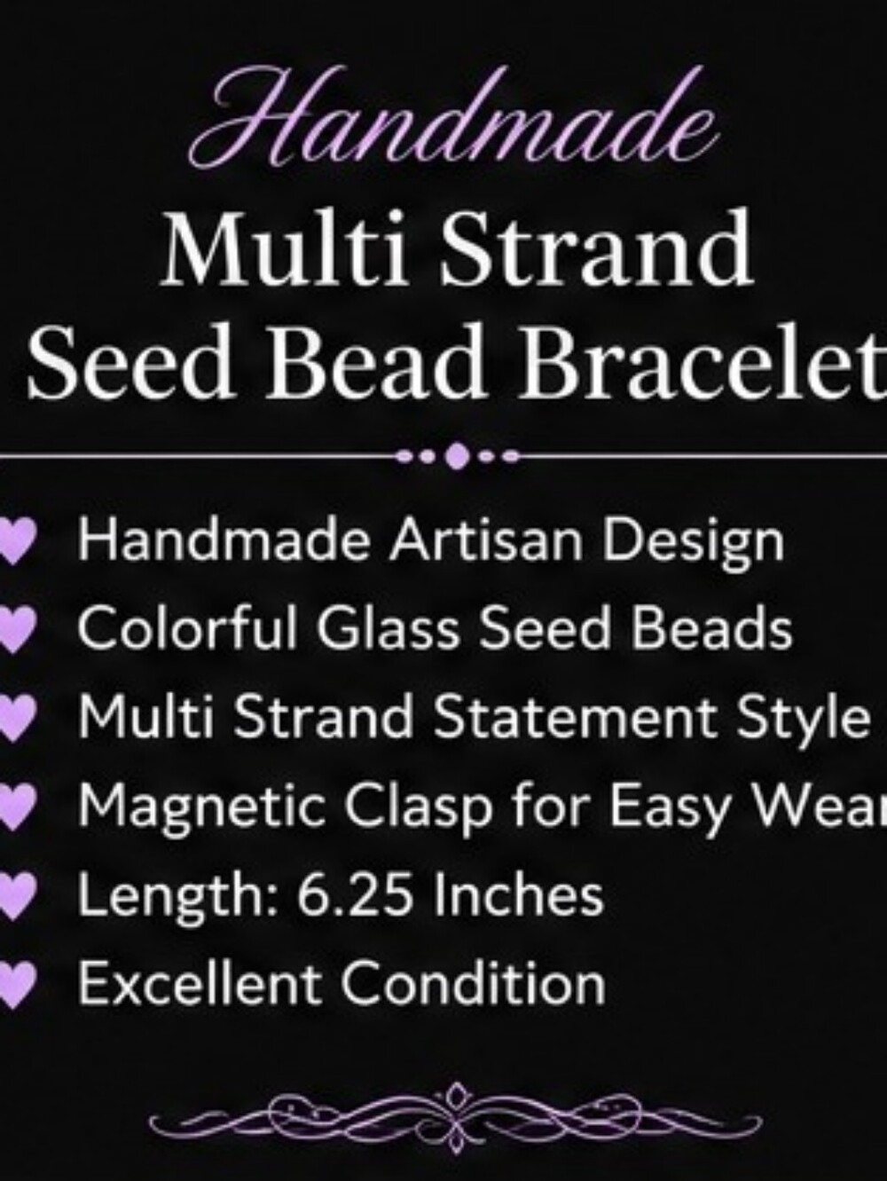 HANDMADE Multi Strand Seed Bead Bracelet Magnetic Clasp Colorful Artisan Glass - Picture 3 of 10